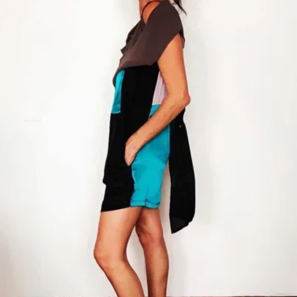 Garza Lobos Color Block Silk Runway Dress Size 36 - Picture 9 of 9